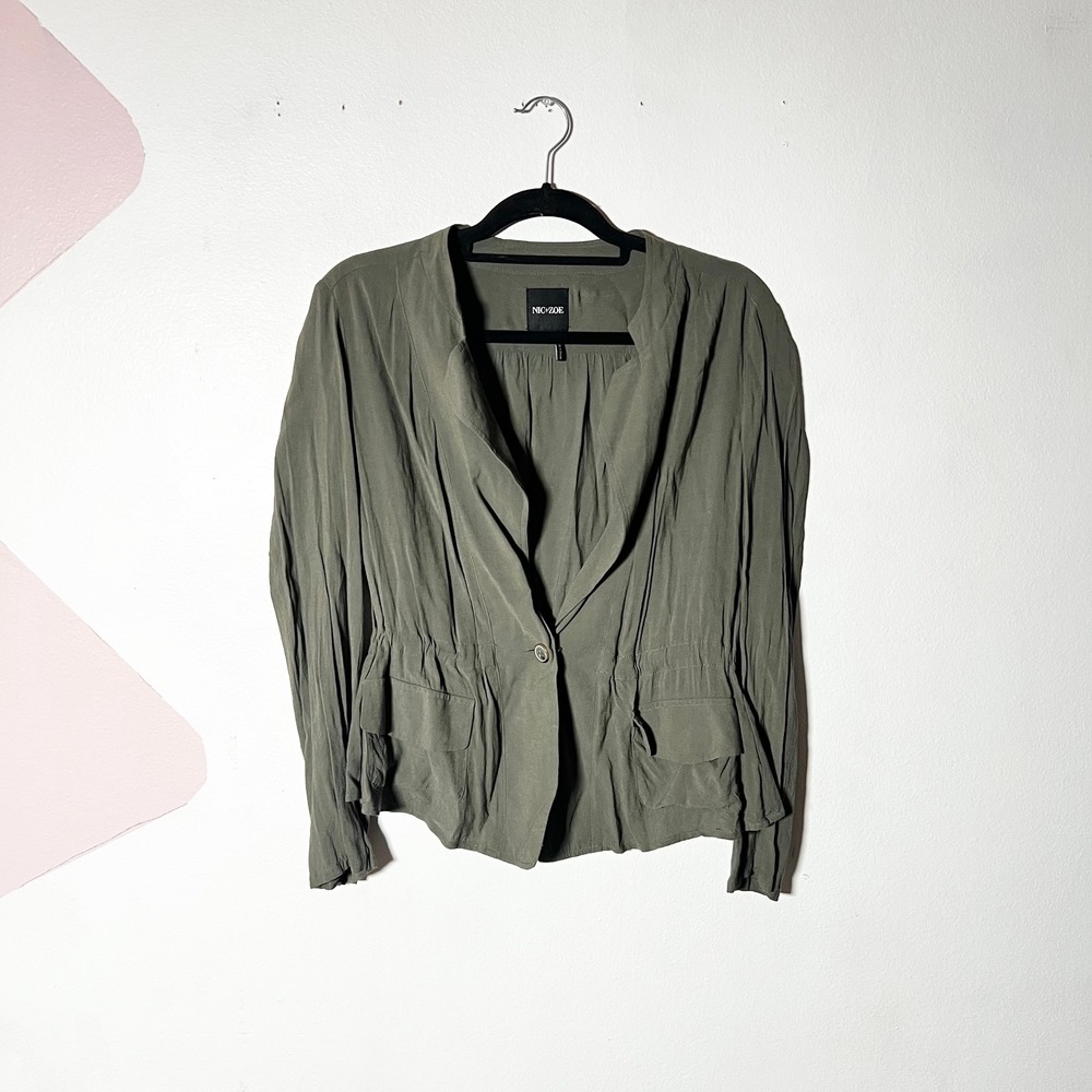 NIC+ZOE Jacket Womens Small Olive Green Pockets Office Preppy